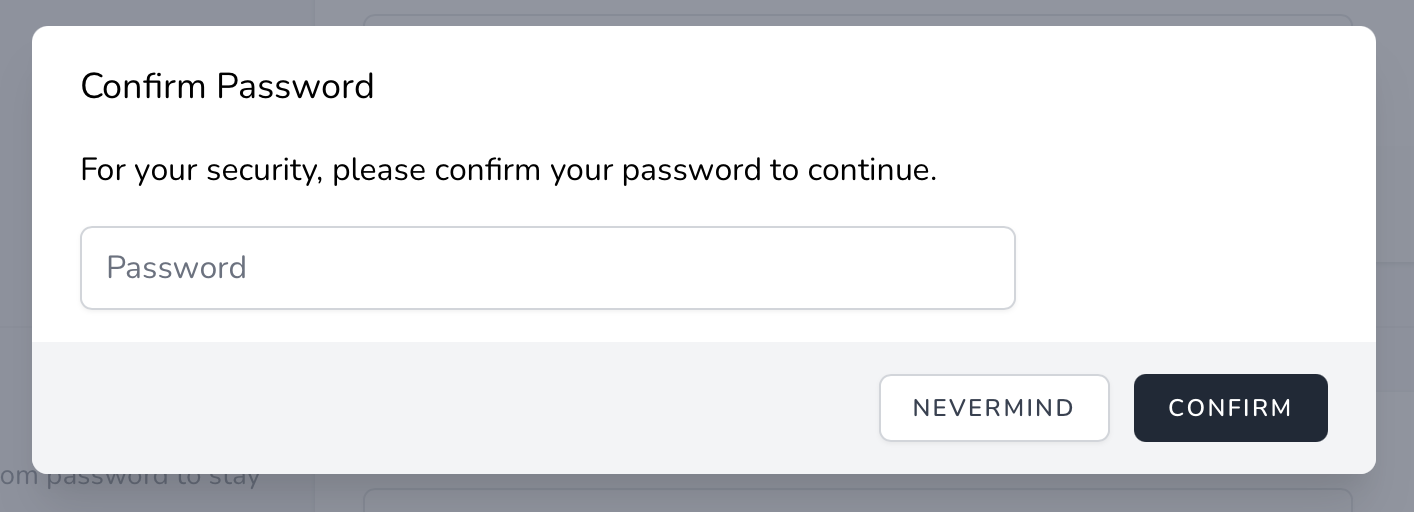 Screenshot of Password Confirmation