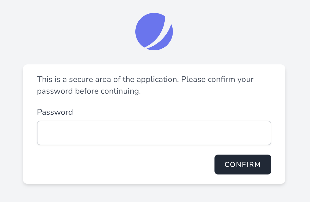 Screenshot of Password Confirmation